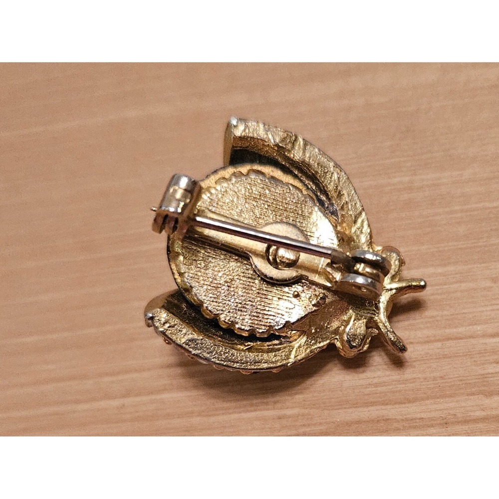 Sparkling Ladybug Brooch Pin Rhinestone Pearl Blue Gemstone Gold Tone - Picture 11 of 16